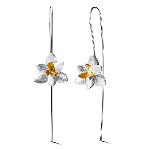 Lotus Fun S925 Sterling Silver Drop Earrings Elegant Orchid Flower Fashion Dangle Earring for Women and Girls Handmade Unique Jewelry Gift Lotus Fun S925 Sterling Silver Drop Earrings Elegant Orchid Flower Fashion Dangle Earring for Women and Girls Handmade Unique Jewelry Gift