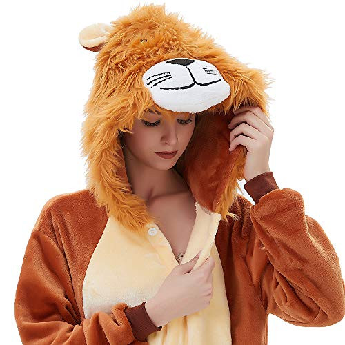 ABENCA Adult Lion Onesie Pajamas Costume Women Animal Halloween Christmas Cosplay Onepiece XL