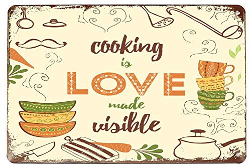 SUMIK Cooking is Love Made Visible Metal Tin Sign Vintage Art Poster Plaque Kitchen Home Wall Decor