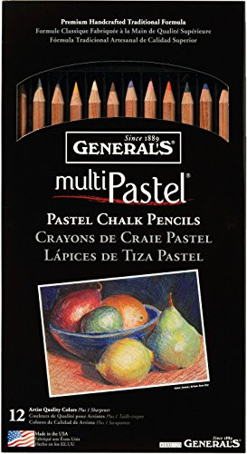 General Pencil 4400-12A Pastel Chalk Pencils, Assorted Colors, 12 Per Pack