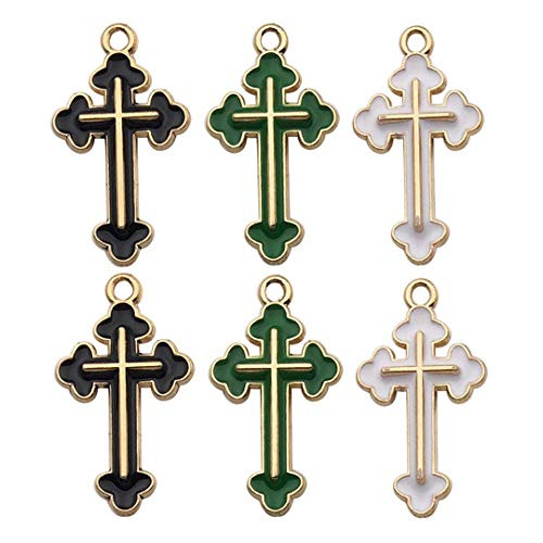 iloveDIYbeads 45pcs Assorted Gold Plated Enamel Cross Religious Charm Pendant for DIY Jewelry Making Necklace Bracelet Earring DIY Jewelry Accessories Charms M160 iloveDIYbeads 45pcs Assorted Gold Plated Enamel Cross Religious Charm Pendant for DIY Jewelry Making Necklace Bracelet Earring DIY Jewelry Accessories Charms M160