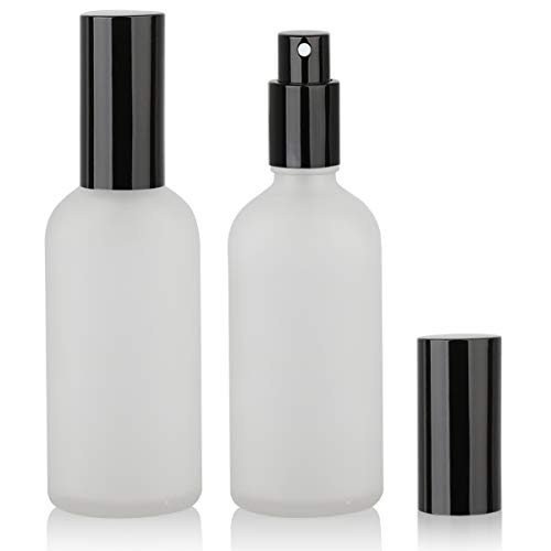 Glass Spray Bottle Empty Fine Mist Spray Bottle Perfume Atomizer Black metal Sprayer 34oz 2Pack