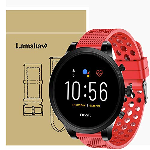 Compatible for Fossil Carlyle Hr Band Blueshaw Silicone Replacement Wristbands Sport Strap with Metal Buckle for Fossil Mens Gen 5 CarlyleFossil Garrett Gen 5  Fossil Gen 4 Explorist Hr Red
