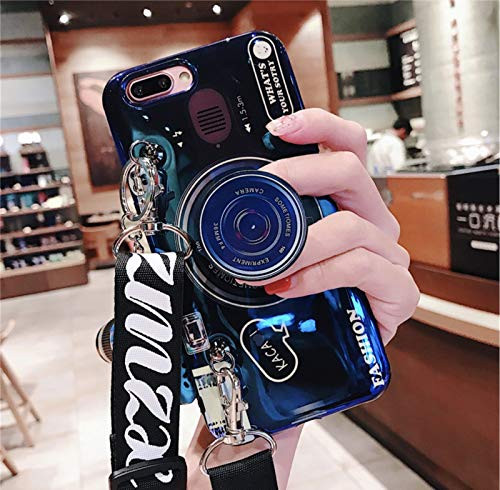 iPhone X CaseiPhone Xs Case 58 inch with Fashion Lanyard Blue Ray Camera Style Phone Cover Bling Lightweight Soft TPU Case Cover for iPhone XXS with Lanyard Blue iPhone XXS