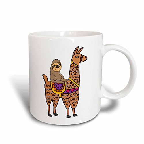 3dRose mug_270098_1 Funny Cute Sloth Riding Llama Cartoon, 11 oz 3dRose mug_270098_1 Funny Cute Sloth Riding Llama Cartoon, 11 oz