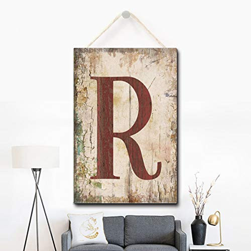 Puernash Wooden Hanging Sign Letter R Wood Sign 8 X 12 Inches