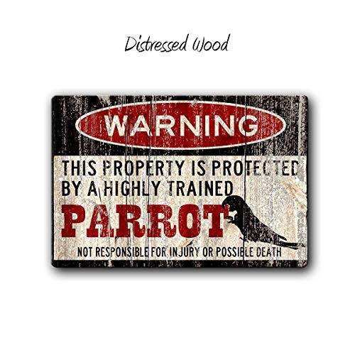 FemiaD Parrot SignFunny Metal SignsParrot AccessoriesBird SignParrot Warning Sign Aluminum Metal Sign 12 X 16 Inches