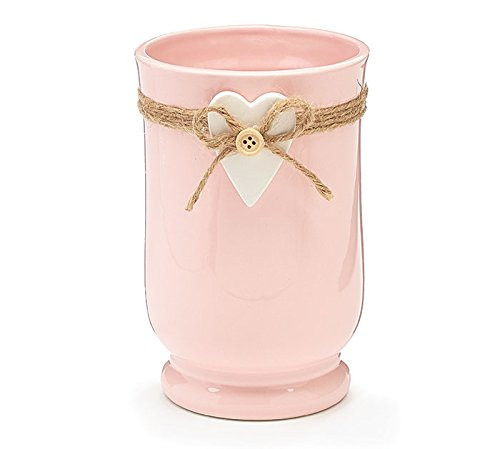 Burton & Burton Soft Pink Ceramic Vase with White Heart