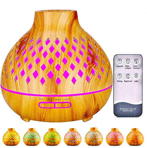 Essential Oil Diffuser Upgraded Diffusers for Essential Oils Aromatherapy Diffuser Cool Mist Humidifier with 7 Colors Lights 2 Mist Mode Waterless Auto off for Home Office Room Yellow