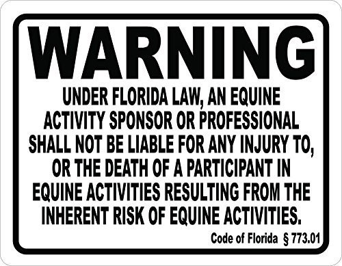 Vincenicy Metal Sign Great Aluminum Tin Sign Florida Equine Liability Law Sign Metal Inform Patrons at Your Horse Riding Facility of Your Companys Rules 8 X 12 Inch