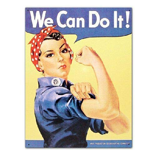 SRongmao Rosie The Riveter We Can Do It WW2 Military Retro Vintage Look Style Metal Tin Sign 16x12in