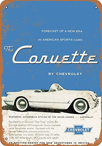 UFceLl 8 x 12 Metal Sign  1954 Corvette  Vintage Look Reproduction