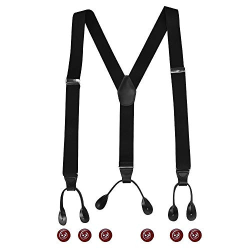 Suspenders for Men Tuxedo Suspenders Mens Suspenders YShaped Button End 49 Inch 1 Pack Black