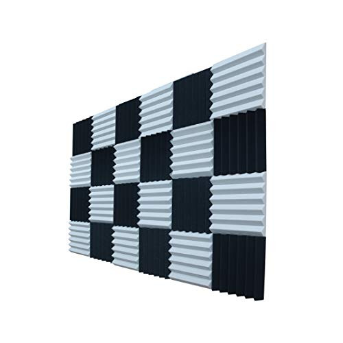 2 X 12 X 12 24 Pack Acoustic Foam Panels Studio Wedge Tiles Acoustic Foam Sound Absorption Wedges Studio Treatment Wall Panels BlackGrey