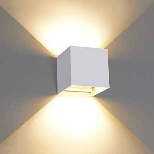 KAWELL Cube LED Wall Light Porch Sconce 6W Aluminum IP65 Waterproof Outdoor Indoor Hallway Wall Lamp Modern Up and Down Adjust White Warm Light Sconce 3000K