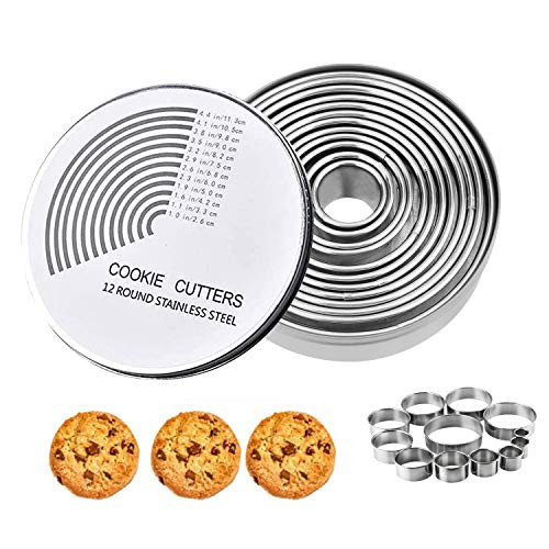 12 Piece Round Cookie Cutter Set Biscuit Donut Cutter Set Stainless Steel Cookie And Dough Cutters For Pastry Biscuits Muffins grey 12 Piece Round Cookie Cutter Set Biscuit Donut Cutter Set Stainless Steel Cookie And Dough Cutters For Pastry Biscuits Muffins grey