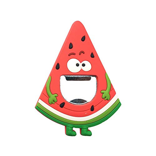 Booluee Refrigerator Magnet Silicone Metal Bottle Opener for Beer Coke Bartender Kitchen Barware Metal Novelty Cute Fun Shape 1 Pack Watermelon