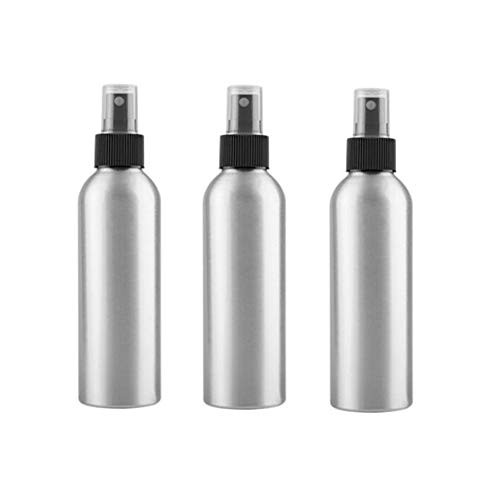 3PCS 150ml5oz Empty Refillable Silver Aluminum Fine Mist Spray Bottles Perfume Sprayer Atomizer Cosmetics Container Jar Pot Vials Holder for Moisturizing Makeup Water Toner Pure Dew Storage