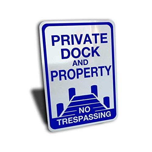 TGDB Private Dock and Property No Trespassing Sign Aluminum Metal Tin Signs Warining Safety Yard Sign Home Decor Novelty Funny Gifts 8x12