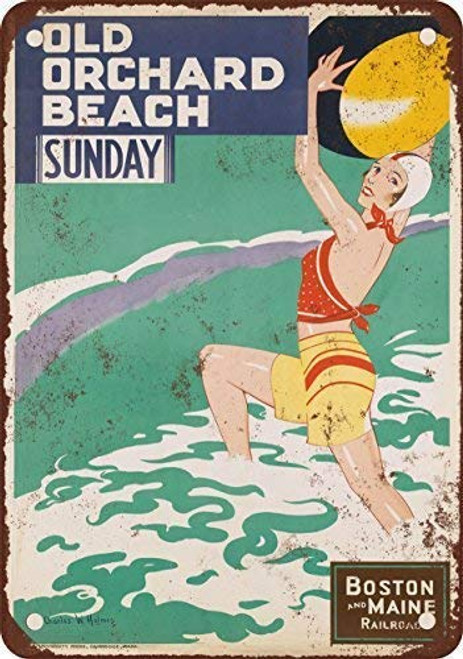 New Tin Sign Aluminum Retro 1934 Boston and Maine Railroad Old Orchard Beach Vintage Metal Sign 8 X 12 Inch New Tin Sign Aluminum Retro 1934 Boston and Maine Railroad Old Orchard Beach Vintage Metal Sign 8 X 12 Inch