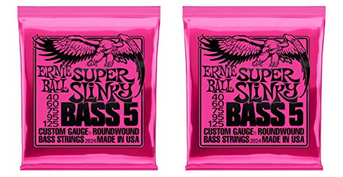 Ernie Ball P02824 2 Super Slinky 5 Bass Strings 2 Pack