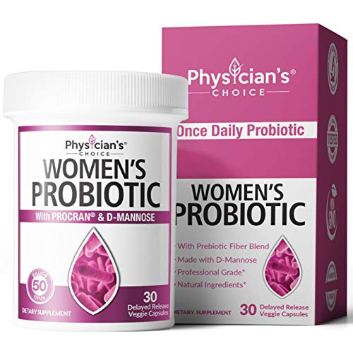 Prebiotics  Probiotics for Women  Clinically Proven ProCran  Organic Prebiotics 50 Billion CFU DMannose  Cranberry for Digestive Immune Feminine Health Soy  Dairy Free 30 Vegan Capsules