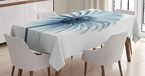 Ambesonne Flower Tablecloth Photo of a Daisy Flower with XRays Different Look to The Plants in Nature Art Print Dining Room Kitchen Rectangular Table Cover 60 X 84 White Teal