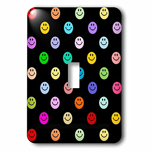 3dRose LSP_76649_1 Rainbow Smiley face Pattern Single Toggle Switch, Black