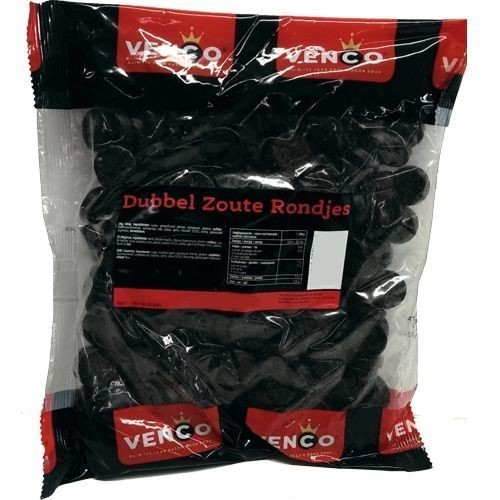 Licorice in 1 KiloBag 22lb  Venco Dubbelzoute Rondjes DZDouble Salt Round Licorice