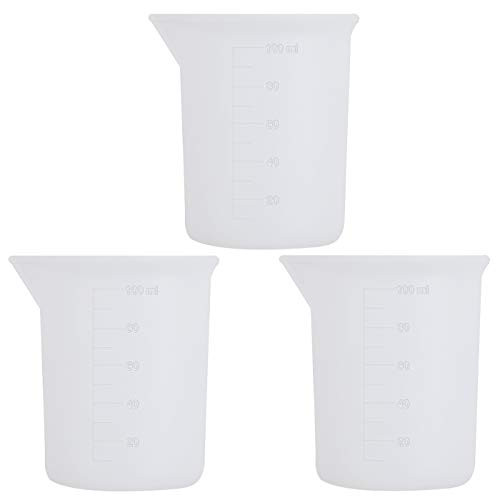 3 Silicone Measuring Cups for Resin 100mlNonstick Silicone Mixing CupsDIY Glue Tools Epoxy Resin Cups Reusable Precise Scale Resin Mixing Cups for Casting Molds Slime Art Waxing