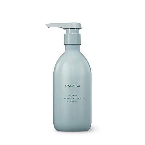 AROMATICA DeStress Pet Shampoo Geranium Bourbon 1014oz  300ml Vegan  Deep Cleansing for your dog Ideal for home pet spa Softens and Soothes dog fur  Safe  Parabenfree