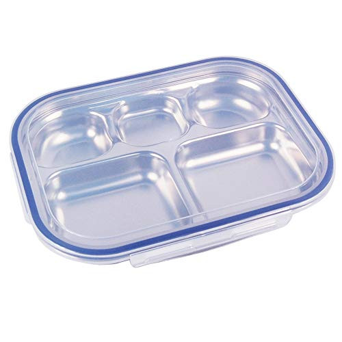 SU Company Stainless Steel Divided Tray Divided Plate Diet Plate Diet Food Control Tray 5 Compartment Food Tray with LidNavy Color SU Company Stainless Steel Divided Tray Divided Plate Diet Plate Diet Food Control Tray 5 Compartment Food Tray with LidNavy Color