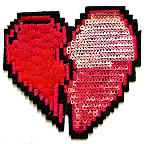 PP Patch Sequin Sad Heart Broken Cracked Red Heart Cartoon Kid Baby Sticker Patch Logo Jacket T Shirt Patch Sew Iron on Embroidered Symbol Badge Cloth Sign Costume for Reward Kids