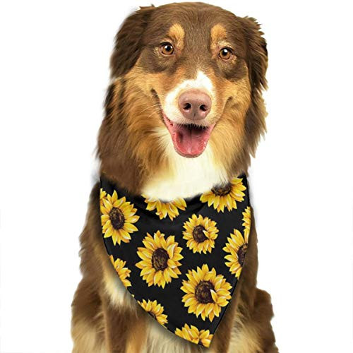 ZJBLHEQ Hipster Golden Sunflowers Dog Bandanas Triangle Bibs Dog Kerchief Set Scarfs Accessories for Small to Large Dogs Cats Pets