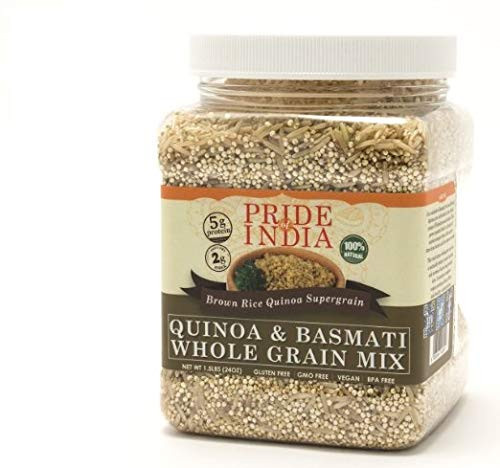 Pride Of India  Quinoa  Basmati Whole Grain Mix  Brown Rice Quinoa Supergrain 33 Pound 15 Kilo Jar 3 Pound  10 Extra Free  33 Pounds Total