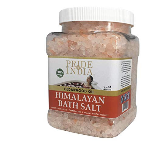 Pride Of India  Himalayan Pink Bathing Salt  Enriched wCedarwood Oil and 84 Natural Minerals 25 Pound 40oz Jar  Bath Salts Bath Salts for Women and for Men
