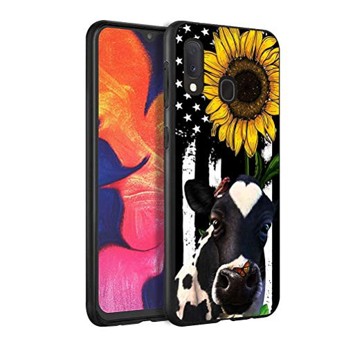 Galaxy A20 Case Galaxy A30 Case BWOOLL Slim AntiScratch Flexible Shock Absorbent Silicone Protective Case Cover for Samsung Galaxy A20  A30 2019  American Flag Sunflower and Cow