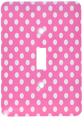 3dRose lsp_56697_1 White Polka Hot Pink-Retro Girly Fifties Fashion Cute and Stylish Dot Pattern Single Toggle Switch