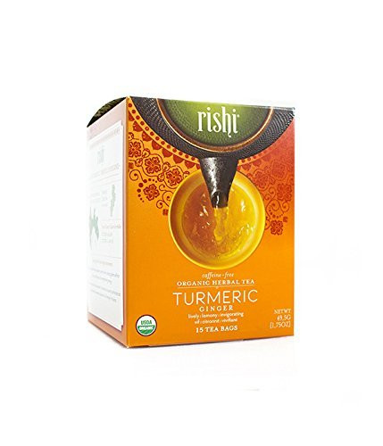 Rishi Turmeric Ginger Tea, Organic Caffeine-Free Herbal Sachet Bags, 15 Count