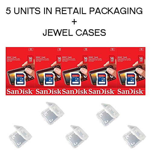 Lot of 5 SanDisk 16GB SD SDHC Class 4 Flash Memory Camera Card SDSDB016GB35 Pack   5 Jewel Cases