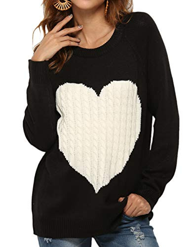 Womens Sweater Color Block Round Neck Ribbed Knit Oversized Pullover Sweaters Crew Neck Sweatshirt