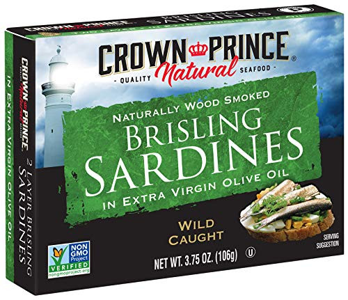 Crown Prince Natural Two Layer Brisling Sardines in Extra Virgin Olive Oil 375Ounce Cans Pack of 12