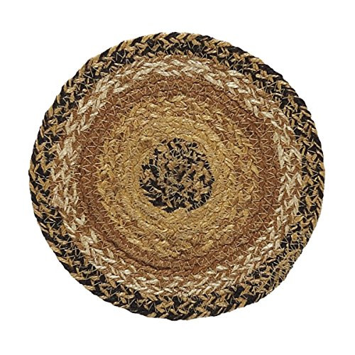 VHC Brands Classic Country Primitive Tabletop Kitchen Kettle Grove Black Jute Trivet One Size Plain VHC Brands Classic Country Primitive Tabletop Kitchen Kettle Grove Black Jute Trivet One Size Plain