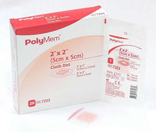PolyMem Cloth Island Wound Dressing Sterile Foam 2 X 2 Adhesive 1 X 1 Pad 7203 Box of 20