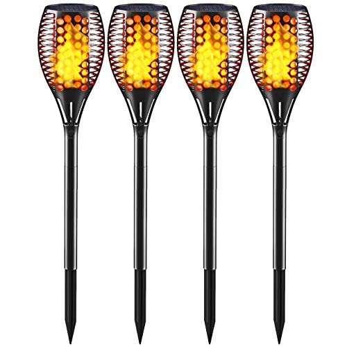 Solar Lights Outdoor Waterproof Flickering Flames Torches Lights Upgraded Solar Spotlights Landscape Decoration Lighting Dusk to Dawn Auto OnOff Security Torch Light for Patio Deck Driveway 4Pack