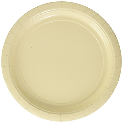 Vanilla Cr? Round Paper Plates  9  Party Supply  96 ct
