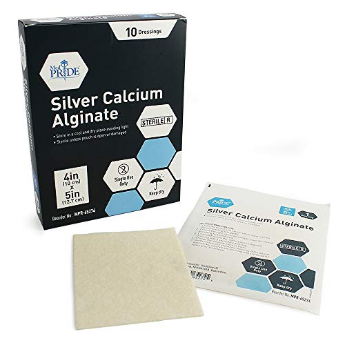 Medpride Silver Calcium Alginate Wound Dressing Pads 4 x 5 Patches 10Pack Antimicrobial NonStick Padding Sterile Highly Absorbent  Comfortable