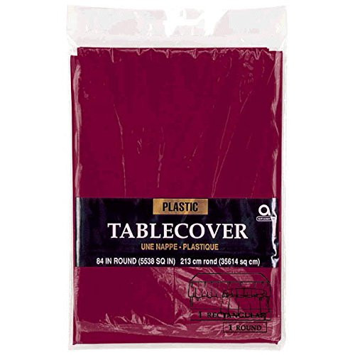 amscan Round Plastic Table Cover  Berry Red  84  Party Supply  12 ct