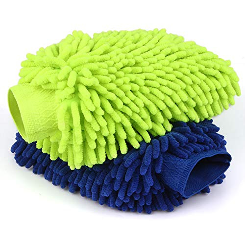 Car Wash Mitt- 2 Pack Extra Large Size - Winter Waterproof -Premium Chenille Microfiber Car Wash mitt - Lint Free - Scratch Free