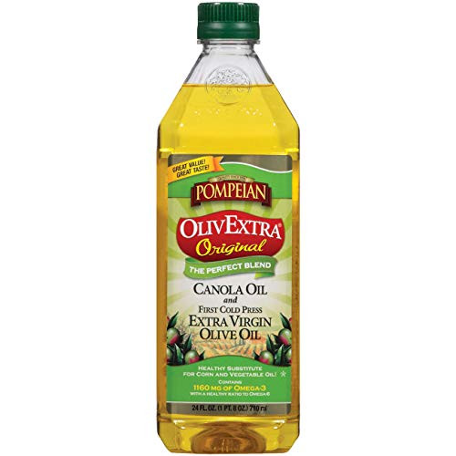 Pompeian OlivExtra Original Blend with Canola Oil and Extra Virgin Olive Oil Perfect for HighHeat Cooking Naturally Gluten Free NonAllergenic 24 FL OZ Pack of 6